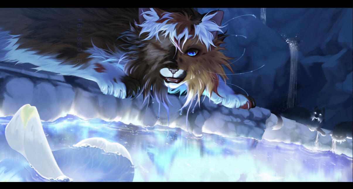scene +rendered halfbody +cat silhouettes
